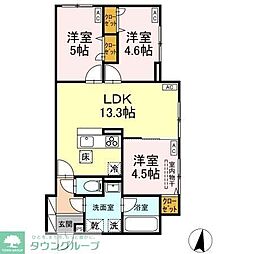 八王子市西片倉3丁目アパート 3LDKの間取図画像