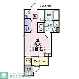 ハイツ杉本B ワンルームの間取図画像