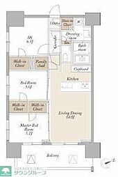 ライトテラス新宿御苑 17階3LDKの間取り