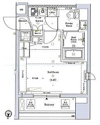 ガリシア中野弥生町 11階1Kの間取り