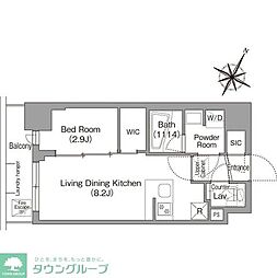 コンフォリア・リヴ新中野ＳＯＵＴＨ 8階1LDKの間取り