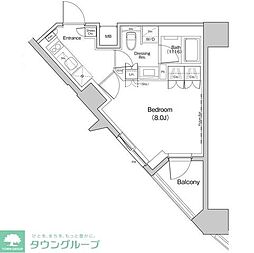 ザ・パークハビオ中野富士見町ガーデン 12階1Kの間取り