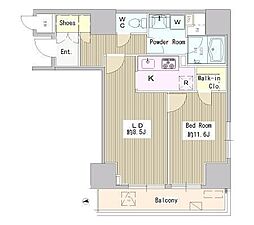 フェアステージ武蔵野 10階1LDKの間取り