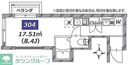 スタイルレジデンス渋谷笹塚 3階ワンルームの間取り