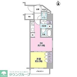 コンフォリア新宿御苑II 11階1DKの間取り