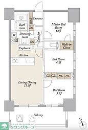 ライトテラス新宿御苑 14階3LDKの間取り