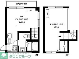 サンドルチェII 2階1DKの間取り