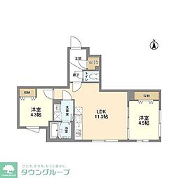 ウェルスクエア中野坂上 2LDKの間取図画像