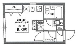 COCOCUBE井草 ワンルームの間取図画像
