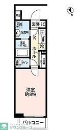 プレール・ドゥーク高井戸 1Kの間取図画像