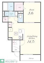中野区上鷺宮2丁目アパート 1LDKの間取図画像