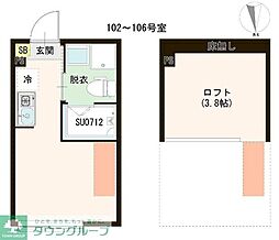 ハーモニーテラス下井草II ワンルームの間取図画像
