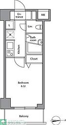 レジディア上落合 1Kの間取図画像