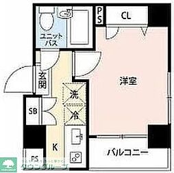スカイコート新宿曙橋2 1Kの間取図画像
