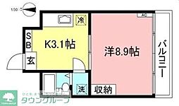 リブスペース明大前 1Kの間取図画像