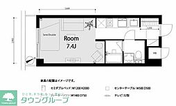 ハイネスロワイヤル ワンルームの間取図画像