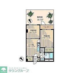 パイロットハウス北新宿 2DKの間取図画像