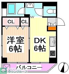 北村ハイツ 1DKの間取図画像