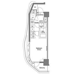 ザ・パークハビオSOHO祐天寺 1Kの間取図画像