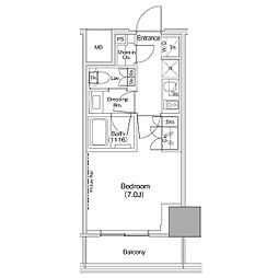 ザ・パークハビオ荏原中延駅前 1Kの間取図画像