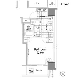 パークハビオ赤坂タワー 1Kの間取図画像