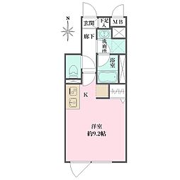 アトリオフラッツ自由が丘 ワンルームの間取図画像