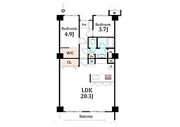 第二白金ハウス 2LDKの間取図画像