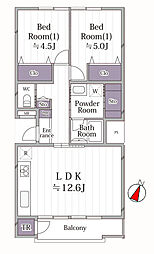 牡鹿台ハイツ13 2LDKの間取図画像