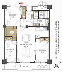 市川パークハイツB棟 3LDKの間取図画像
