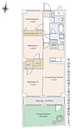 ライオンズマンション船橋第3 2SLDKの間取図画像