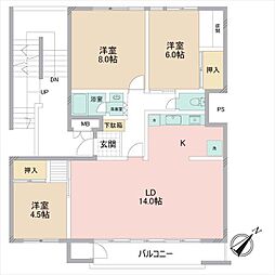 牡鹿台ハイツ11 3LDKの間取図画像