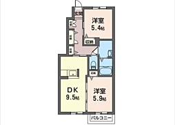 レクエルド 2DKの間取図画像