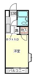 ハイツ1 1Kの間取図画像