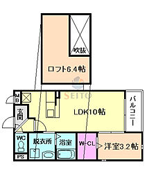 阪急神戸本線 園田駅 徒歩21分の賃貸アパート 2階1LDKの間取り