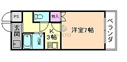 プチハイツ服部 1Kの間取図画像