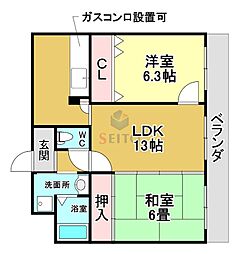 コートイケガミ 2LDKの間取図画像