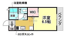南桜塚アイビーコート 1Kの間取図画像