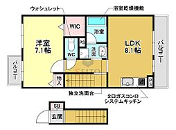 ドゥ・フロレアールヨシノ 1LDKの間取図画像