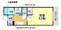 クレストフォルム庄内花のみち 1Kの間取図画像