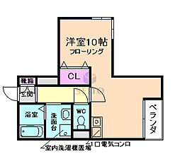 スクエア 1DKの間取図画像
