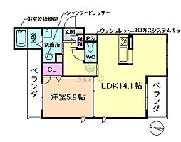 シャーメゾンアヴニール緑地公園 1LDKの間取図画像