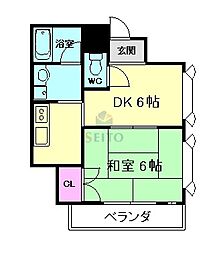 藤マンション 1DKの間取図画像