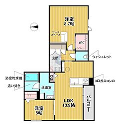 シャーメゾンフラット ヒル 2LDKの間取図画像