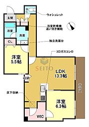 シャーメゾン ペイ ドゥ レーヴ 2LDKの間取図画像