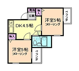 六龍苑岡町 2Kの間取図画像