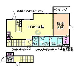 ルーエ北条 1LDKの間取図画像