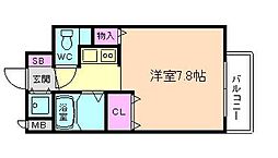 パラシオ塚本III 6階1Kの間取り