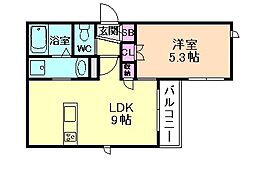ヘーベルメゾン花川 1LDKの間取図画像
