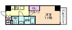 TheParkhabio塚本 1Kの間取図画像