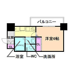 セルン新町 1Kの間取図画像